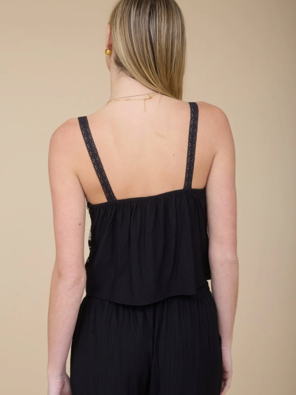 NEW The Workshop Floral Embroidered Checkered Lace Spaghetti Strap Top – Small - Picture 2 of 8